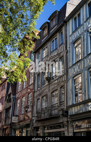 Architettura a Rue Martainville, Rouen, Francia Foto Stock