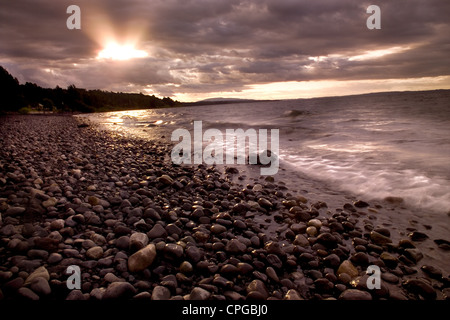 Spiaggia privata sul Lago Villarrica Cile Foto Stock