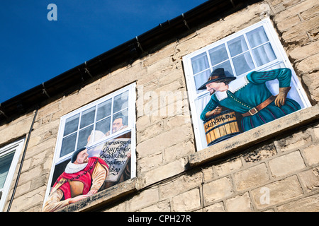 Guy Fawkes trama di polvere da sparo comune Windows dipinti Knaresborough North Yorkshire, Inghilterra Foto Stock