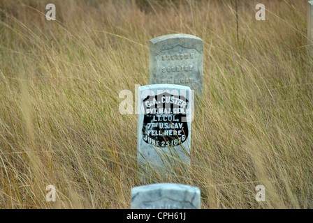 Posizione, Custer, Generale, grave, cadde, last stand hill, Little Bighorn, battaglia, cimitero, Montana, USA, Stati Uniti, America Foto Stock