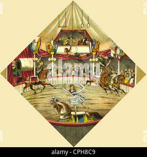 circus, esecuzione circense del famoso circo Willem Carré, artista in assedio, spettacolo ospite ad Amsterdam, circa 1870, Additional-Rights-Clearences-non disponibile Foto Stock