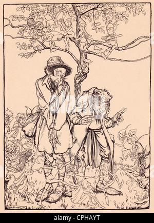 Illustrazione di Arthur Rackham da Grimm fiaba, il piccolo Folk's presenta. Foto Stock