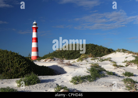 Punto mori, Faro, Geraldton, Western Australia, nella costa occidentale della costa, Australia, faro, spiaggia, mare, dune, rosso, WH Foto Stock