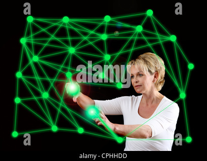 Immagine simbolica, networking, rete Internet networking, social media, connessioni spazio virtuale, comunicazioni. Foto Stock