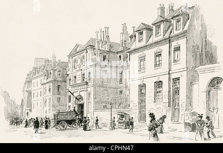 La facciata esterna del carcere di Saint-Lazare, Rue du Faubourg-Saint-Denis, Parigi, Francia nel tardo XIX secolo. Foto Stock