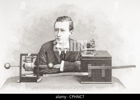 Guglielmo Marconi, 1874 - 1937. Inventore italiano. Da L'illustrazione pubblicato nel 1897. Foto Stock