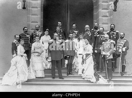 L'imperatore Guglielmo I con i membri della nobiltà superiore, 1883 Foto Stock