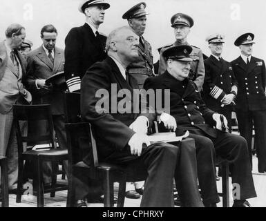 Winston Churchill e Franklin D. Roosevelt all'Atlantic della Conferenza della Carta, 1941 Foto Stock