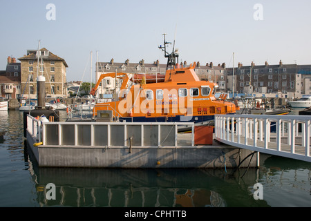 Weymouth scialuppa di salvataggio ormeggiata nel porto di Weymouth. Foto Stock