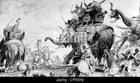 Annibale del treno oltre le Alpi, 218 BC. Foto Stock