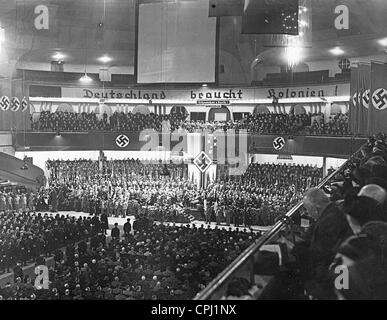 Riunione di massa del Reich lega coloniale nel Palazzo dello Sport di Berlino, 1937 Foto Stock