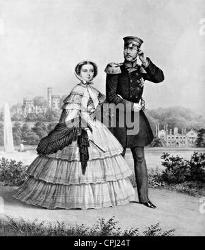 Il principe ereditario Friedrich Wilhelm di Prussia e sua moglie Victoria Foto Stock