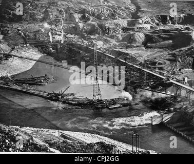 Costruzione del Grand Coulee Dam, 1937 Foto Stock