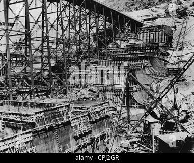 Sito in costruzione della Grand Coulee Dam, 1937 Foto Stock