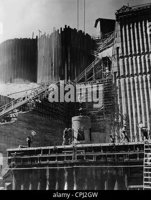 Sito in costruzione della Grand Coulee Dam, 1937 Foto Stock