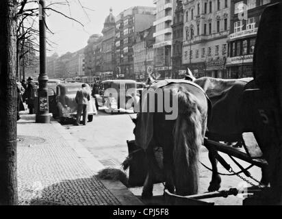 Piazza Venceslao a Praga, 1936 Foto Stock