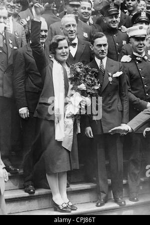 Gertrude Ederle e Jimmie Walker in New York, 1926 Foto Stock