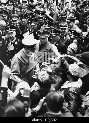 Adolf Hitler, Heinrich Himmler e Arthur Seyss-Inquart in Salzburg,1938 Foto Stock