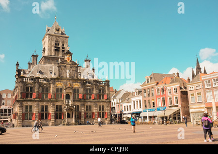 Municipio e la piazza del mercato di Delft Paesi Bassi Foto Stock