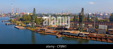 Vista aerea del paesaggio industriale Cantiere di Danzica, Polonia. Foto Stock