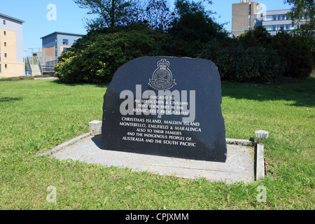 Il memorial dedicato a tutti i soldati e civili che hanno preso parte al test atomico programma a Isola di Natale Foto Stock