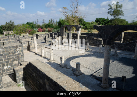 La chiesa bizantina a Kursi sito archeologico. Mare di Galilea. Israele. Foto Stock