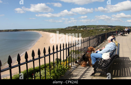 La vista di South Beach in Tenby Foto Stock