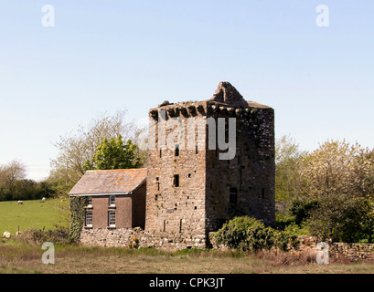 La casa a torre del borgo di angolo che è una torre di Pele Foto Stock