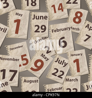 Modello senza soluzione di continuità con il calendario strappata fogli Foto Stock