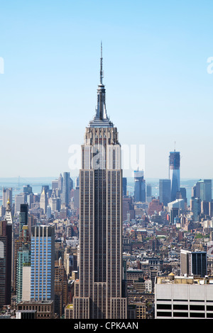 & Midtown Manhattan, New York inc Empire State Building, freedom tower formato verticale Foto Stock