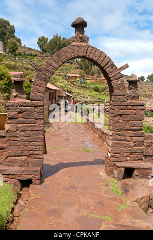 Lago Titikaka, Taquile island, Perù Foto Stock