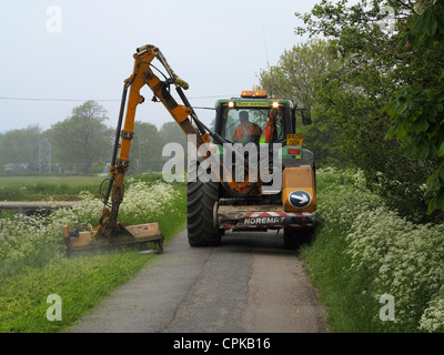 Manutenzione autostrada taglio erba sconfinano Foto Stock