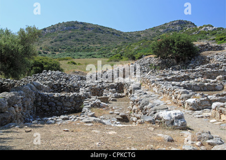 Minoan house rovine a gournià, Pachia Ammos, Golfo di Mirabello, Lassithi, Creta, Grecia, Mediterraneo, Europa Foto Stock