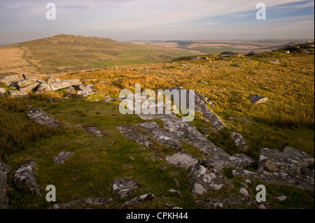 Brown Willy da Ruvida a Tor o Roughtor su Bodmin Moor, Cornwall Foto Stock