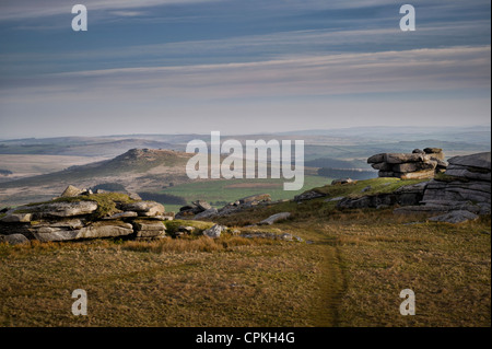 Brown Willy da Ruvida a Tor o Roughtor su Bodmin Moor, Cornwall Foto Stock