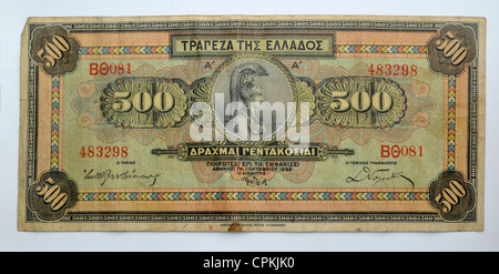Grecia - 500 dracme nota dal 1932. Foto Stock