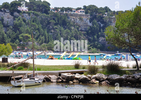 Platja de Cala Santa Galdana, Cala Santa Galdana, Minorca, Isole Baleari, Spagna Foto Stock