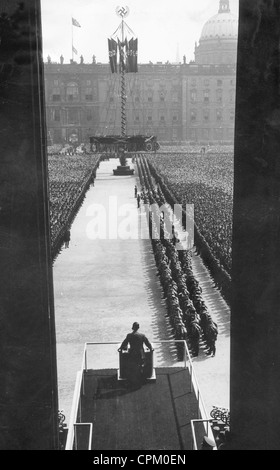 Adolf Hitler in un giorno di maggio manifestazione di Berlino, 1936 Foto Stock