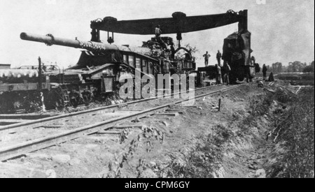 Tedesco ferroviaria pistola in Francia, 1918 Foto Stock