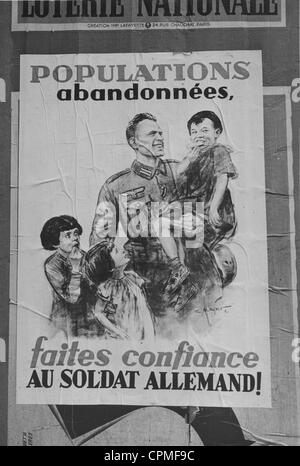 La propaganda tedesca poster in Parigi, 1940 Foto Stock