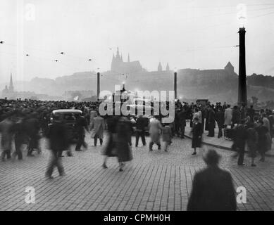 I Cechi la protesta contro la politica tedesca durante la crisi Sudeti, 1938 Foto Stock