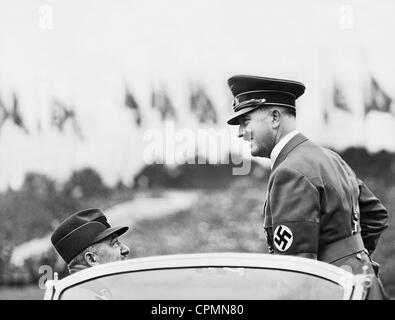Adolf Hitler e Konstantin Hierl sul Rally di Norimberga a Norimberga Foto Stock
