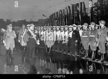 Miklos Horthy con Adolf Hitler, 1938 Foto Stock