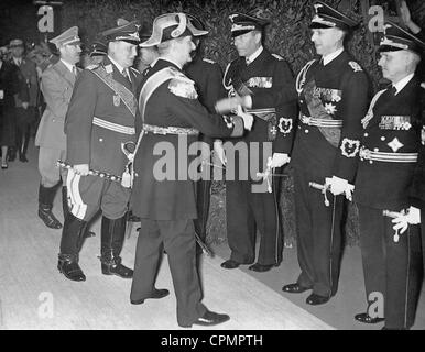 Miklos Horthy con Hermann Goering e Adolf Hitler, 1938 Foto Stock