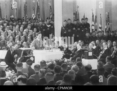 Joseph Goebbels parla al grande Radio tedesca mostra, 1938 Foto Stock