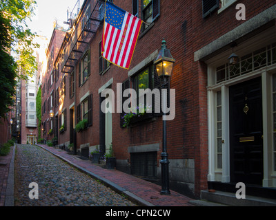 Acorn Street a Boston's Beacon Hill quartiere storico Foto Stock
