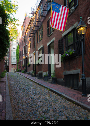 Acorn Street a Boston's Beacon Hill quartiere storico Foto Stock