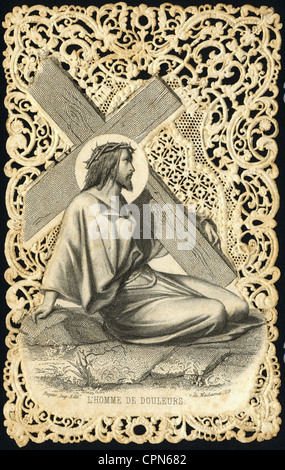 Religione, Cristianesimo, Gesù Cristo, portando la croce, nota di preghiera, Francia, circa 1880, diritti aggiuntivi-clearences-non disponibile Foto Stock