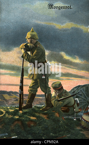 Prima guerra mondiale / prima guerra mondiale, soldato tedesco in guardia, Germania, 1915, diritti aggiuntivi-clearences-non disponibile Foto Stock