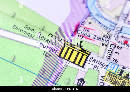 Cartografia, mappa della città, Berlino, dettaglio, porta di Brandeburgo, Pariser Platz, Germania orientale, 1980, diritti-aggiuntivi-non disponibili Foto Stock